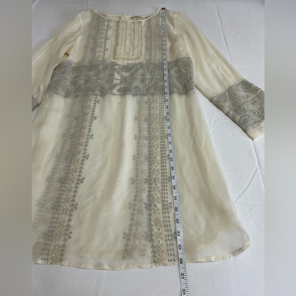 Sundance 100% Silk Beaded & Embroidered Midi Dress Size 10 With Slip Coastal - Picture 14 of 16